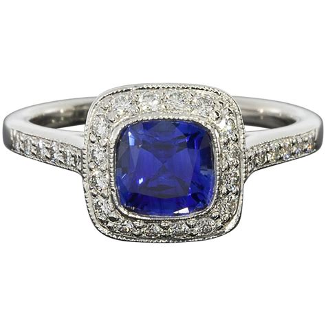 Tiffany & Co. Sapphire and Diamond Ring in Platinum, circa 1920s 